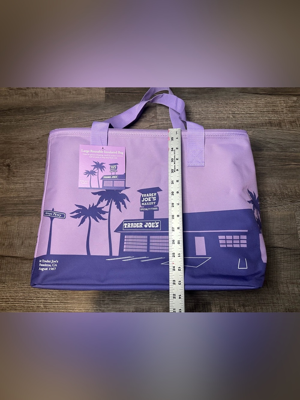 NWT Trader Joe's Purple Rain Large Reusable Insulated Cooler Bag Tote 2026 - Picture 8 of 9